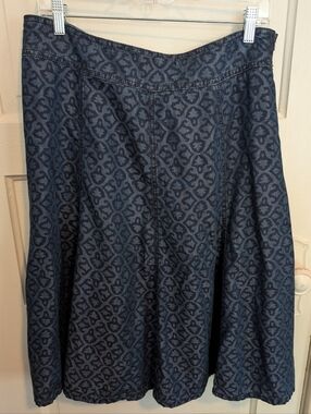 Coldwater Creek Tencel Navy & Blue Pattern A-Line Skirt Size 14 Bohemian Deco